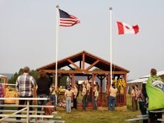 Boy Scout troop 2216 at the 2018 Clayton Community Fair opening ceremony.