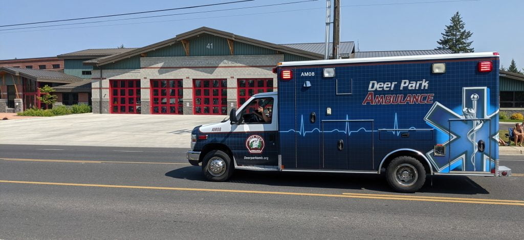 Deer Park Ambulance in Settlers Day parade.